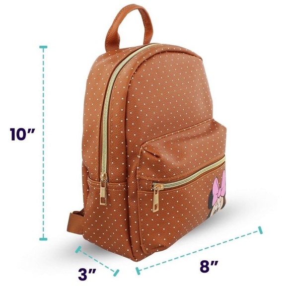 Disney Minnie Mouse with Polka Dots Mini PU Leather Backpack - NWT - Picture 3 of 7